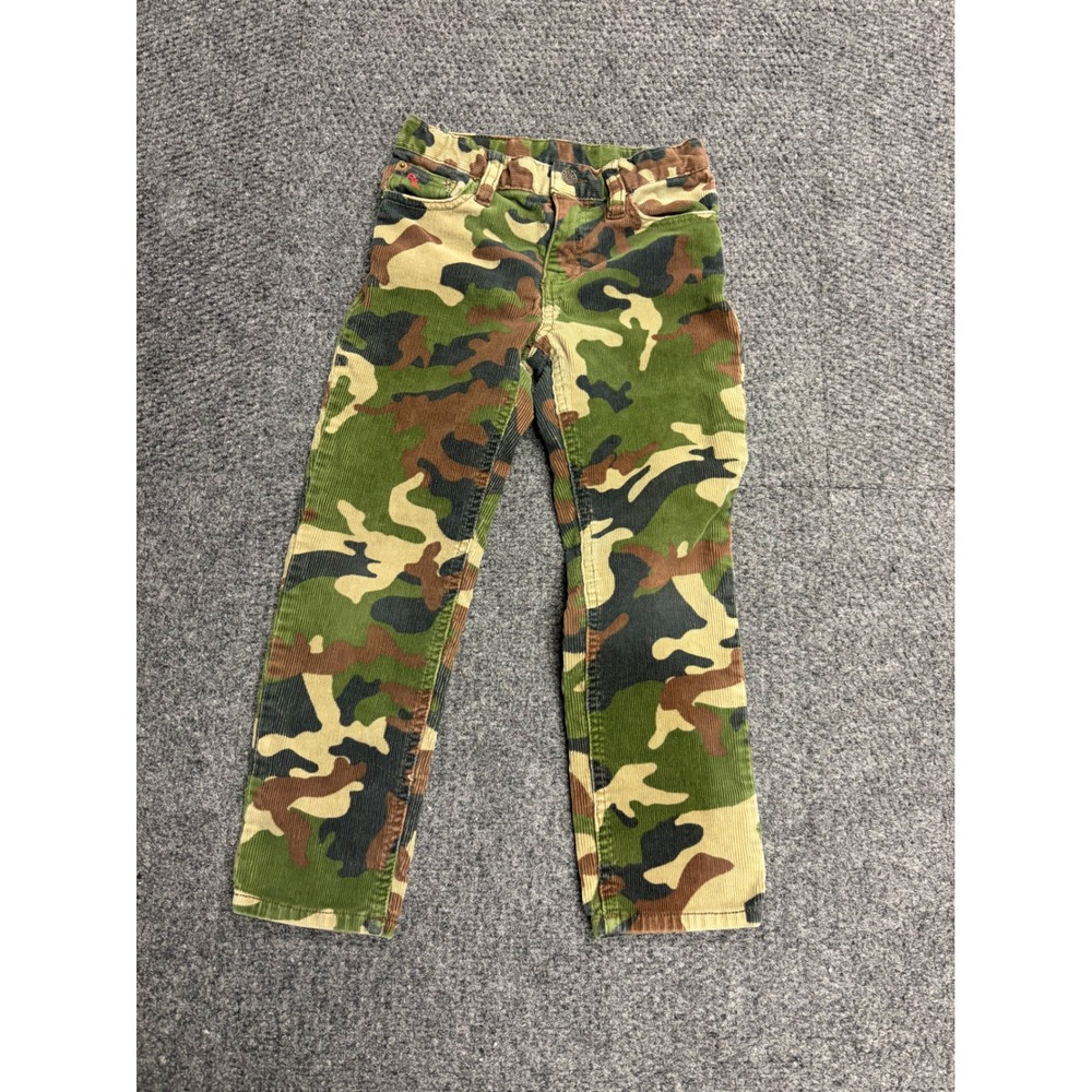 Polo Ralph Lauren Boys Camo Corduroy Pants Size 5 Woodland Camouflage Dungarees